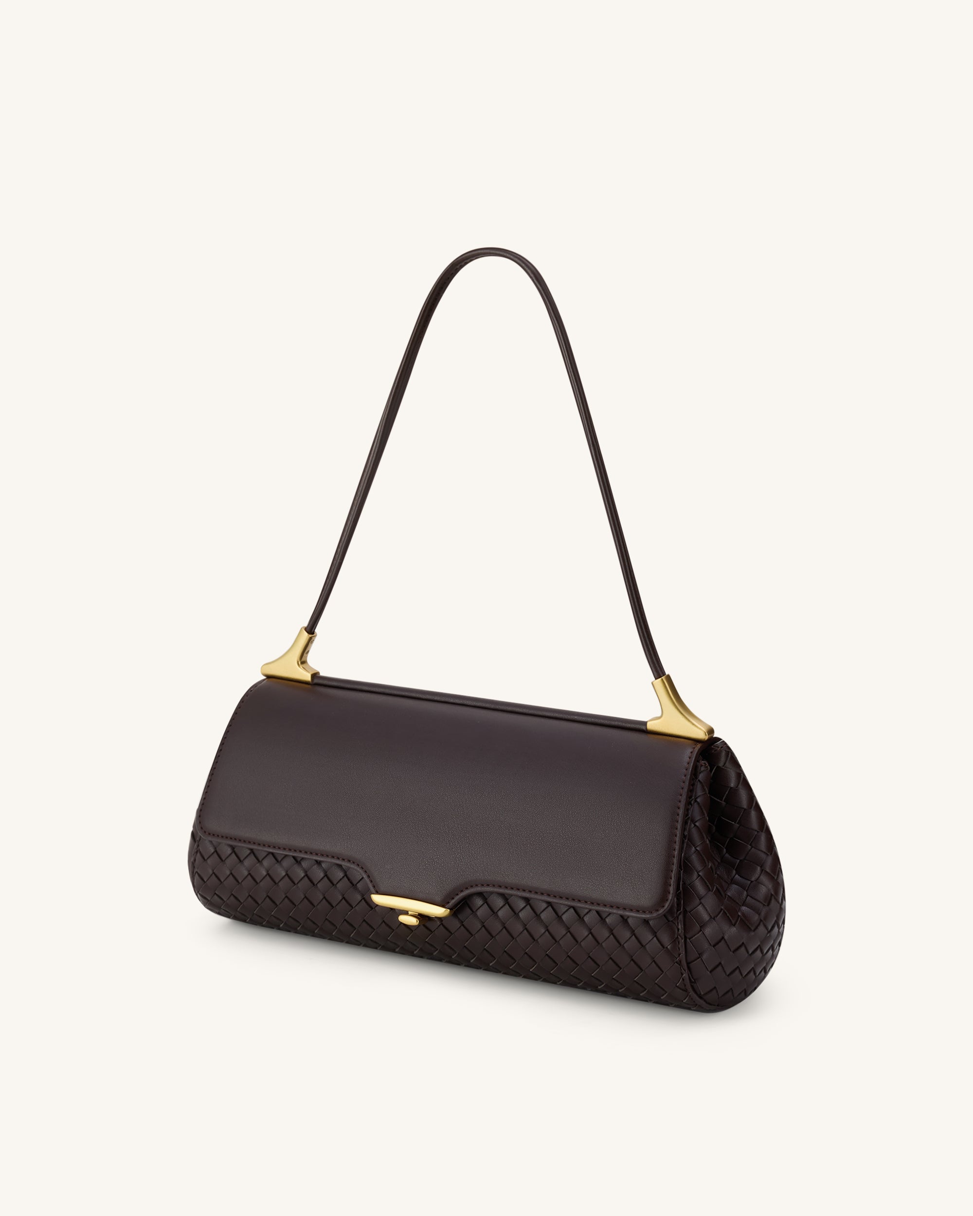 Eloise Woven Shoulder Bag - Dark Brown