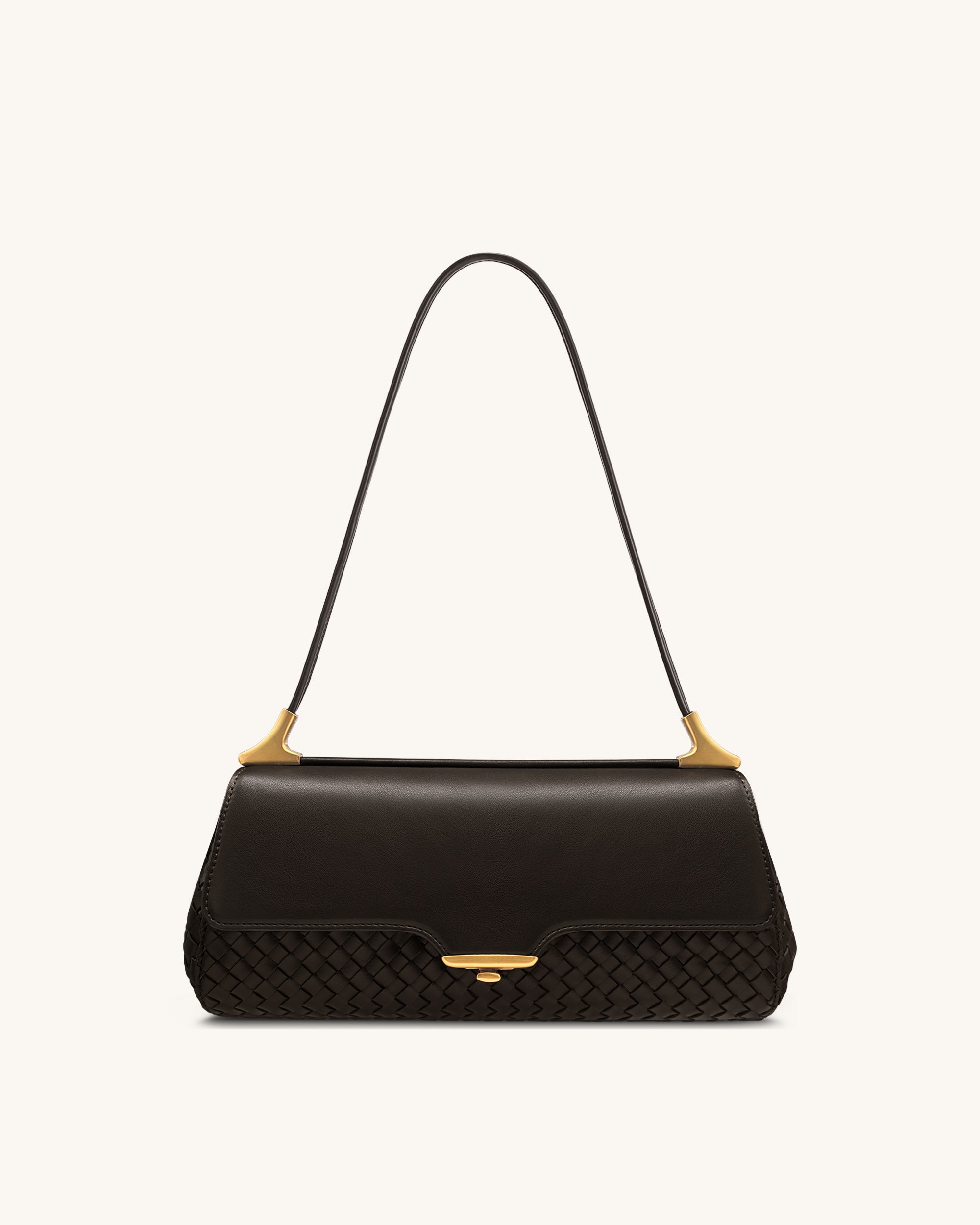 Eloise Woven Shoulder Bag - Dark Brown