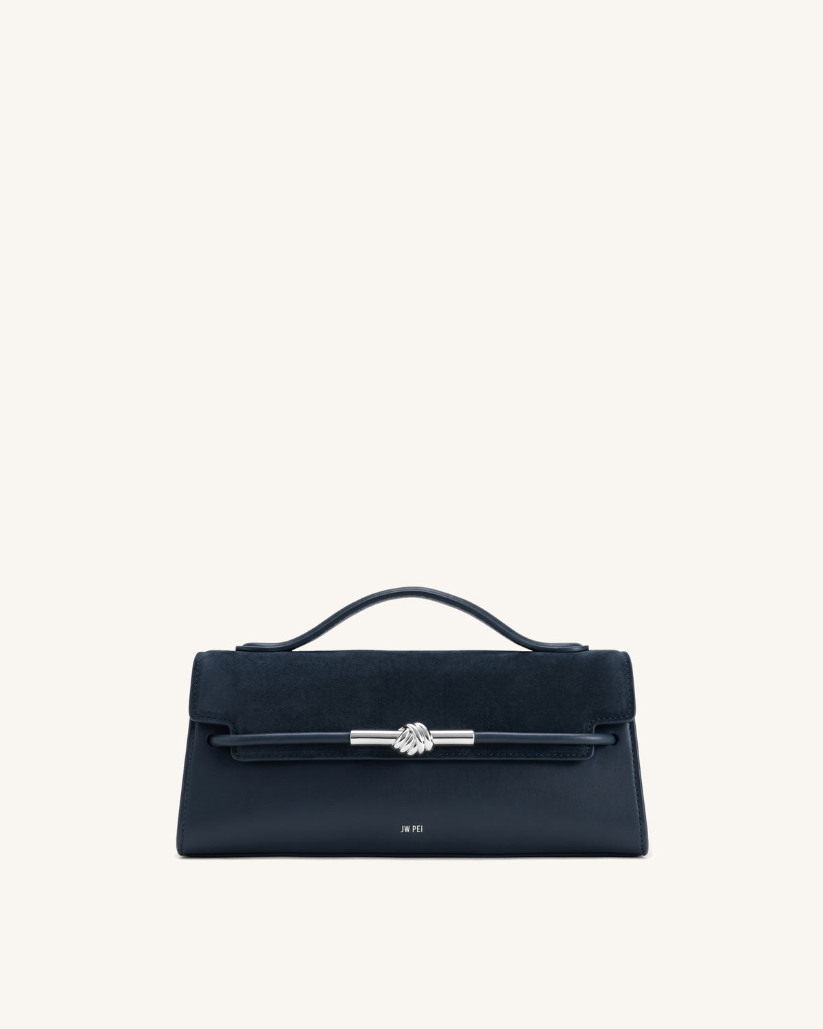 Lena Faux Suede Metal Rope Knot Top Handle Bag - Navy Blue