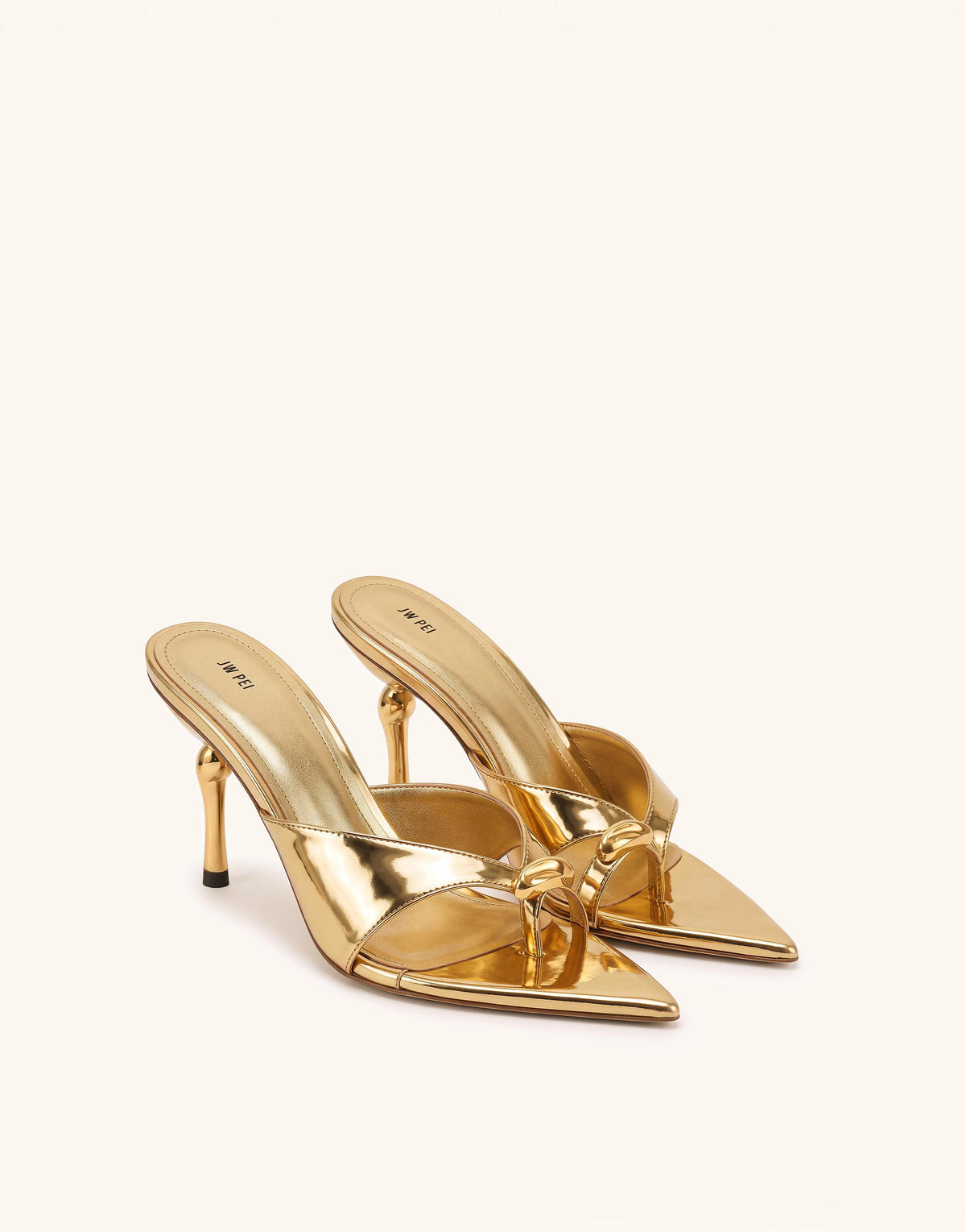 Noemi Square-Toe Metal Accent Sandals - Metallic Gold