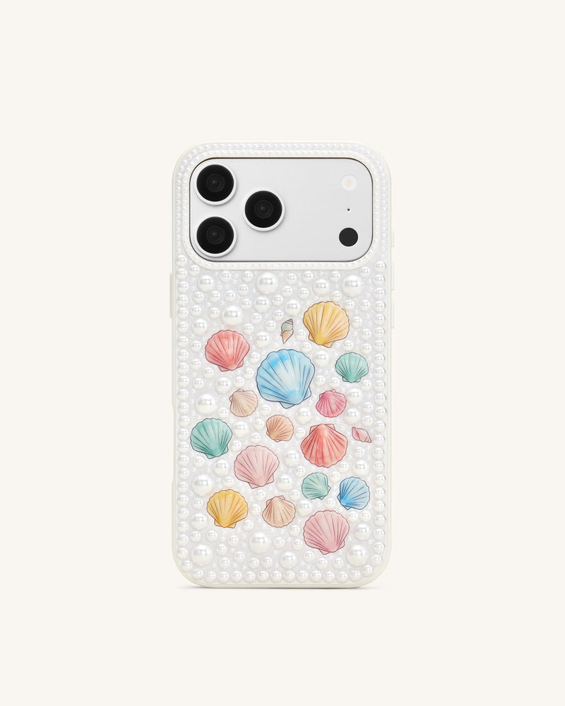 Pastel Seashell Pearl Phone Case - White