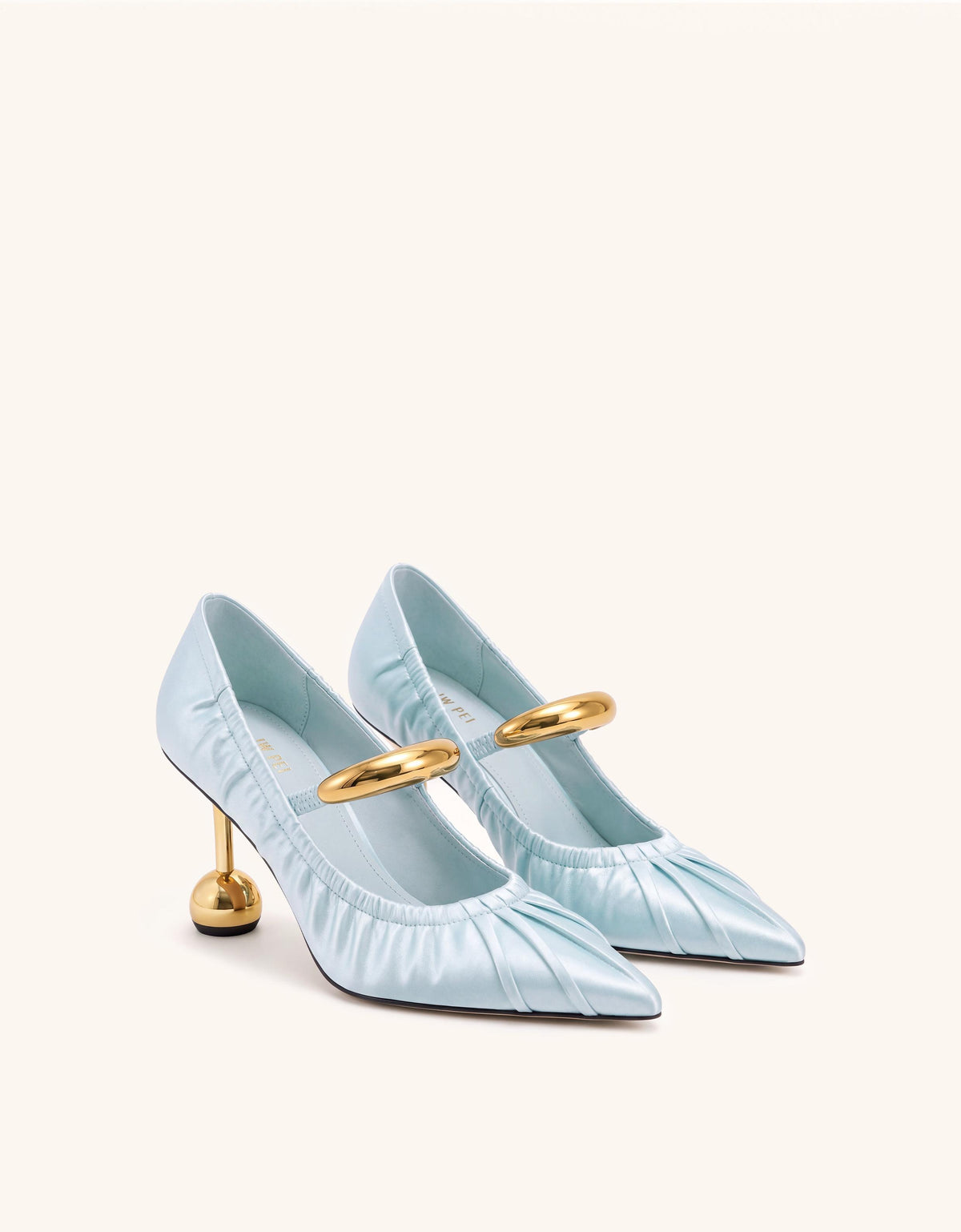 Helena Satin Pierced Ruched Pointed-Toe Pumps - Light Blue