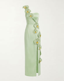 Orchid Embellished Cutout Slit Maxi Dress - Pistachio Green