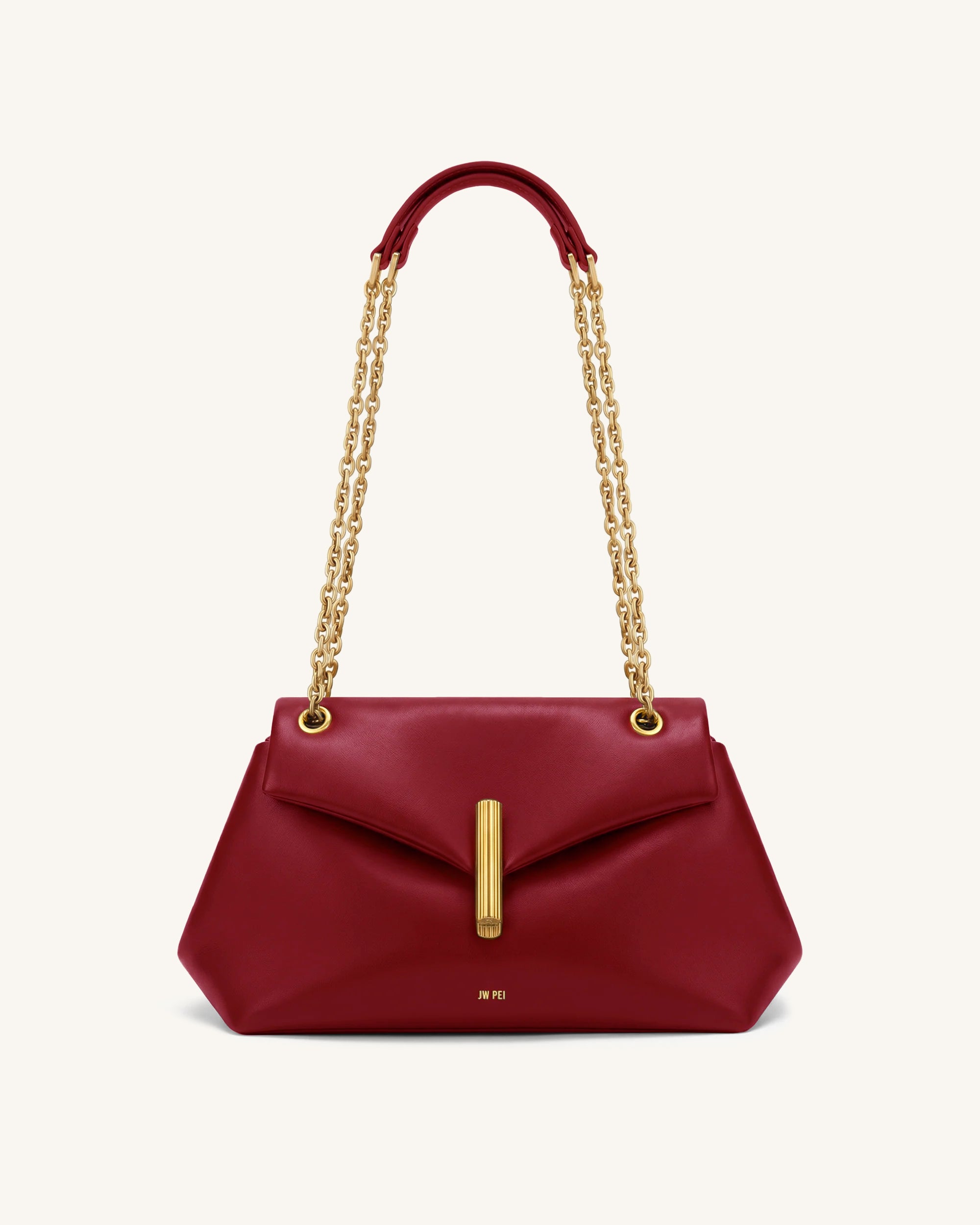 Valerie Chain Flap Shoulder Bag - Cherry Red