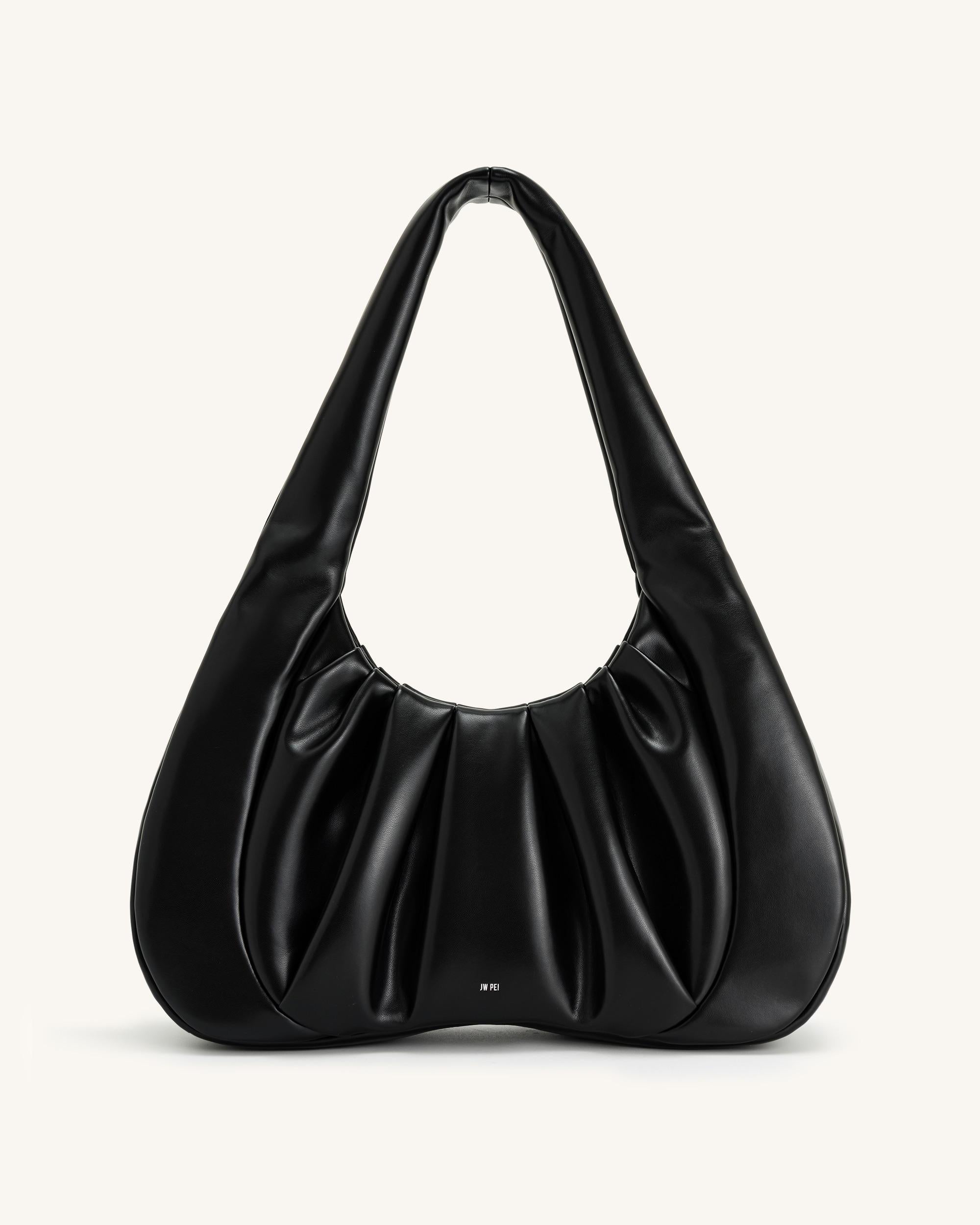 Ashley Ruched Shoulder Bag - Black