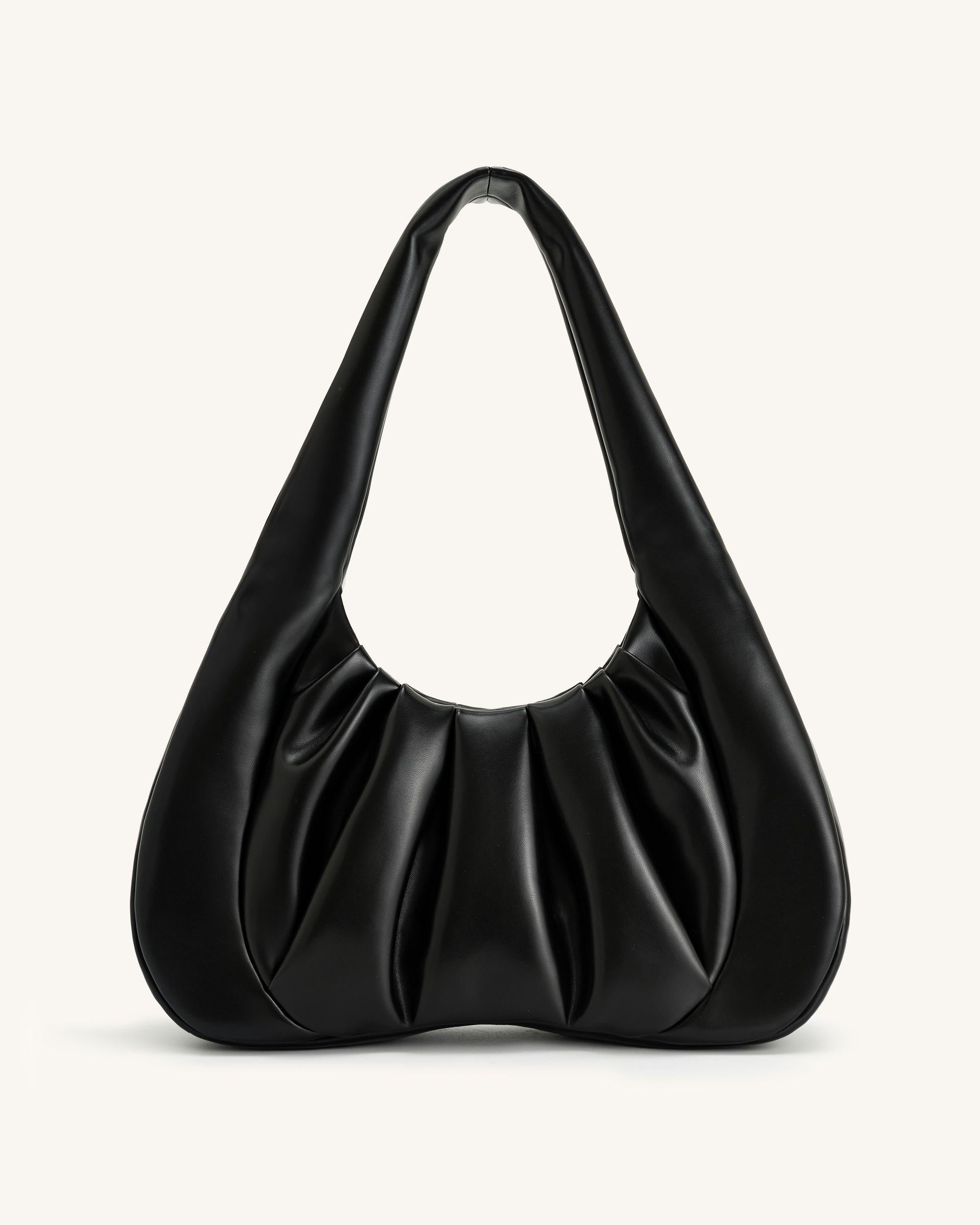 Ashley Ruched Shoulder Bag - Black
