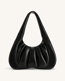 Ashley Ruched Shoulder Bag - Black