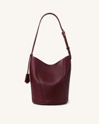 Zora Pebbled Bucket Bag - Deep Burgundy
