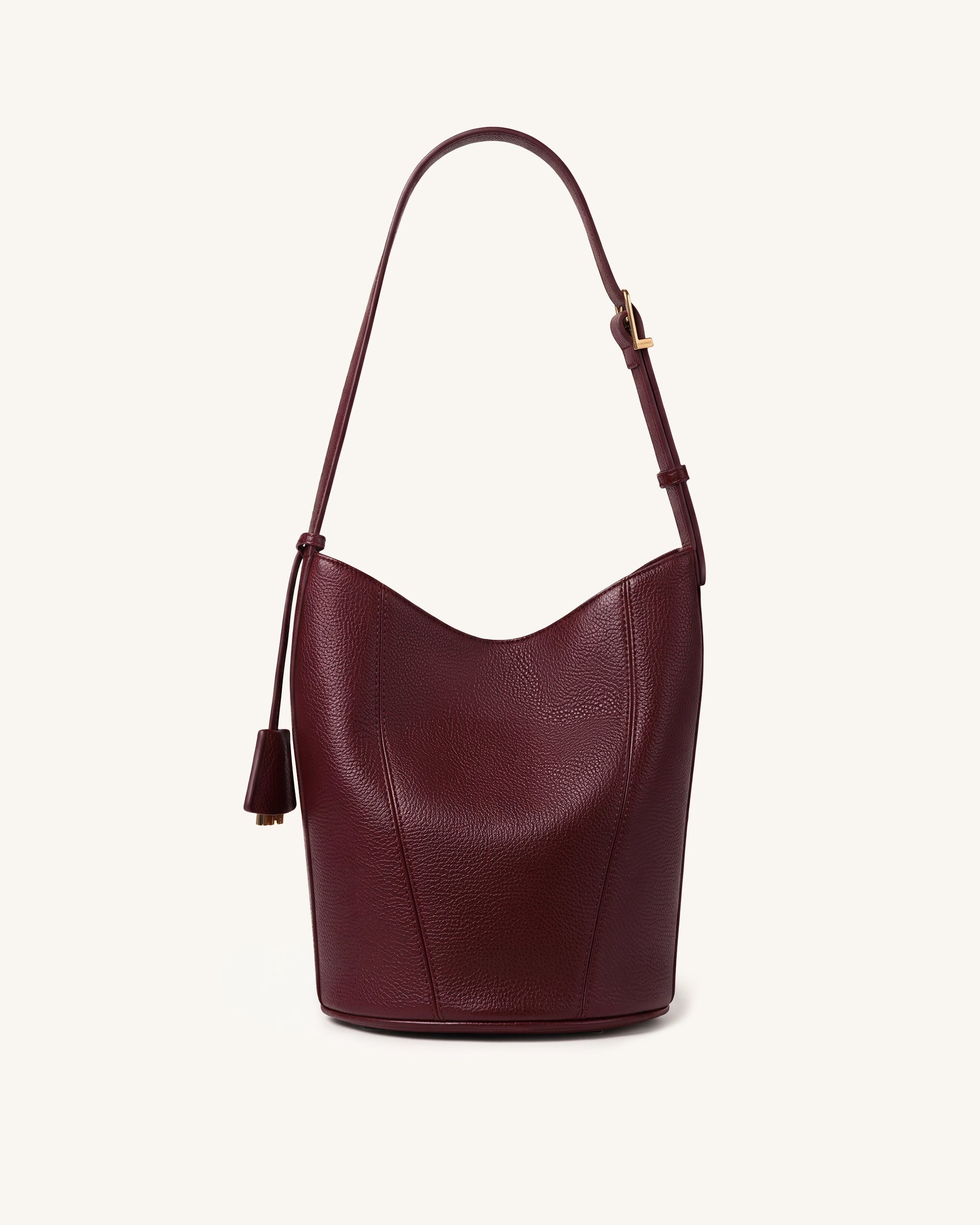 Zora Pebbled Bucket Bag - Deep Burgundy