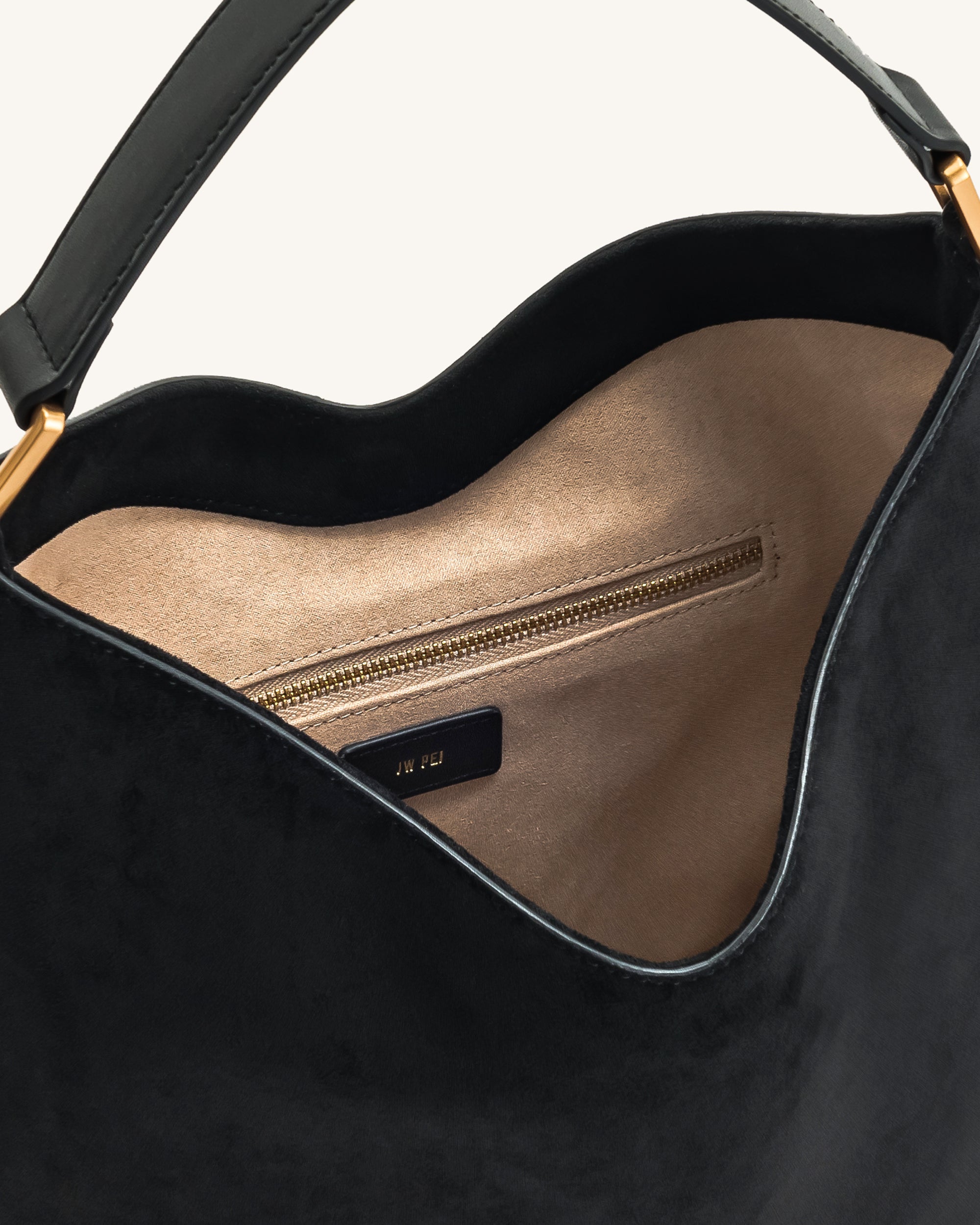 Aria Faux Suede Shoulder Bag Black - Main Image