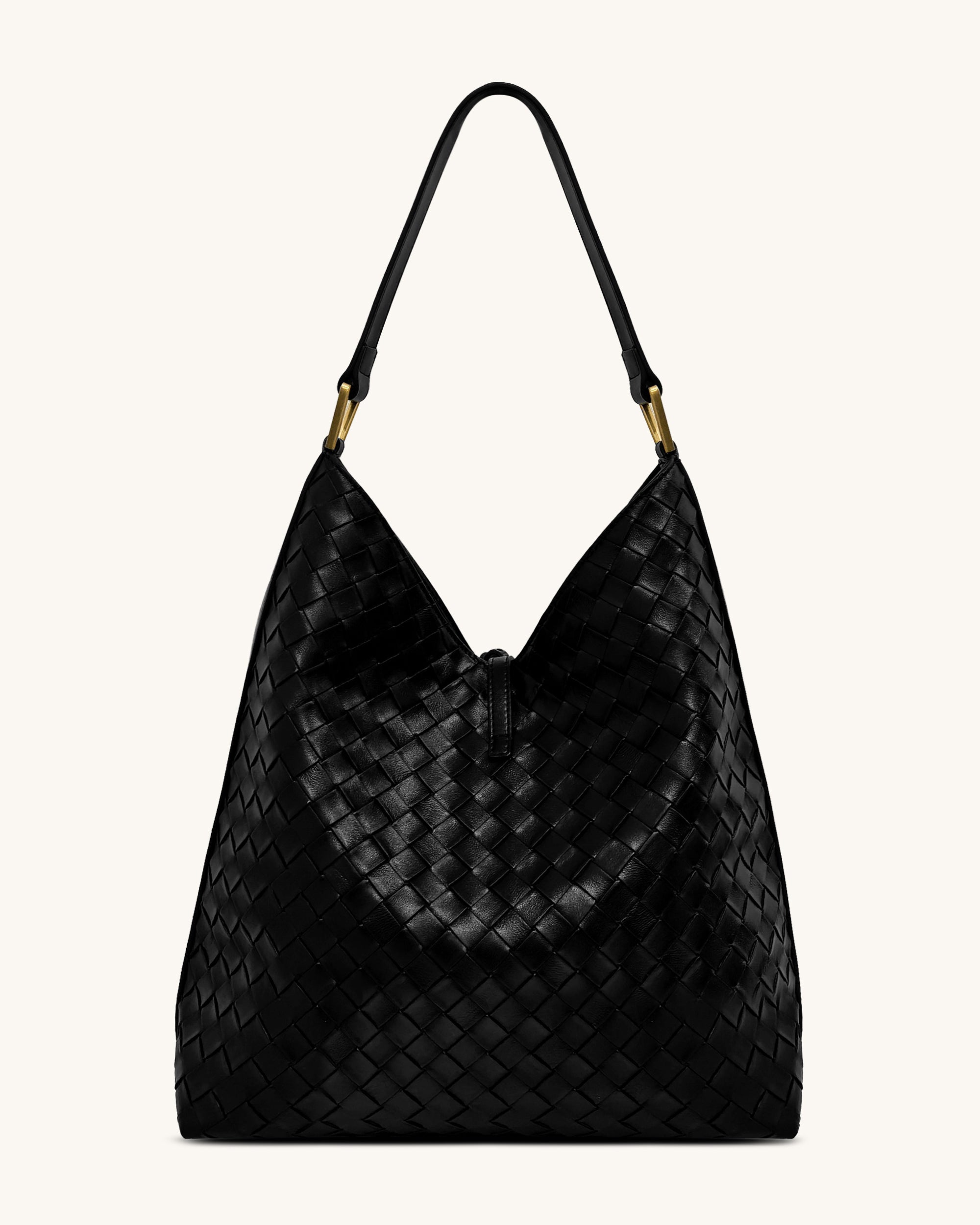 Aria Woven Texture Shoulder Bag - Black