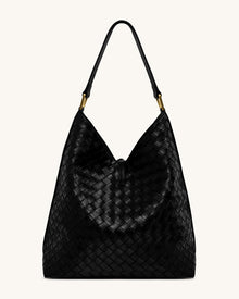 Aria Woven Texture Shoulder Bag - Black