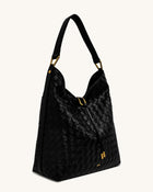 Aria Woven Texture Shoulder Bag - Black