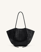 Nala Wide Weave Texture Tote Bag - Black