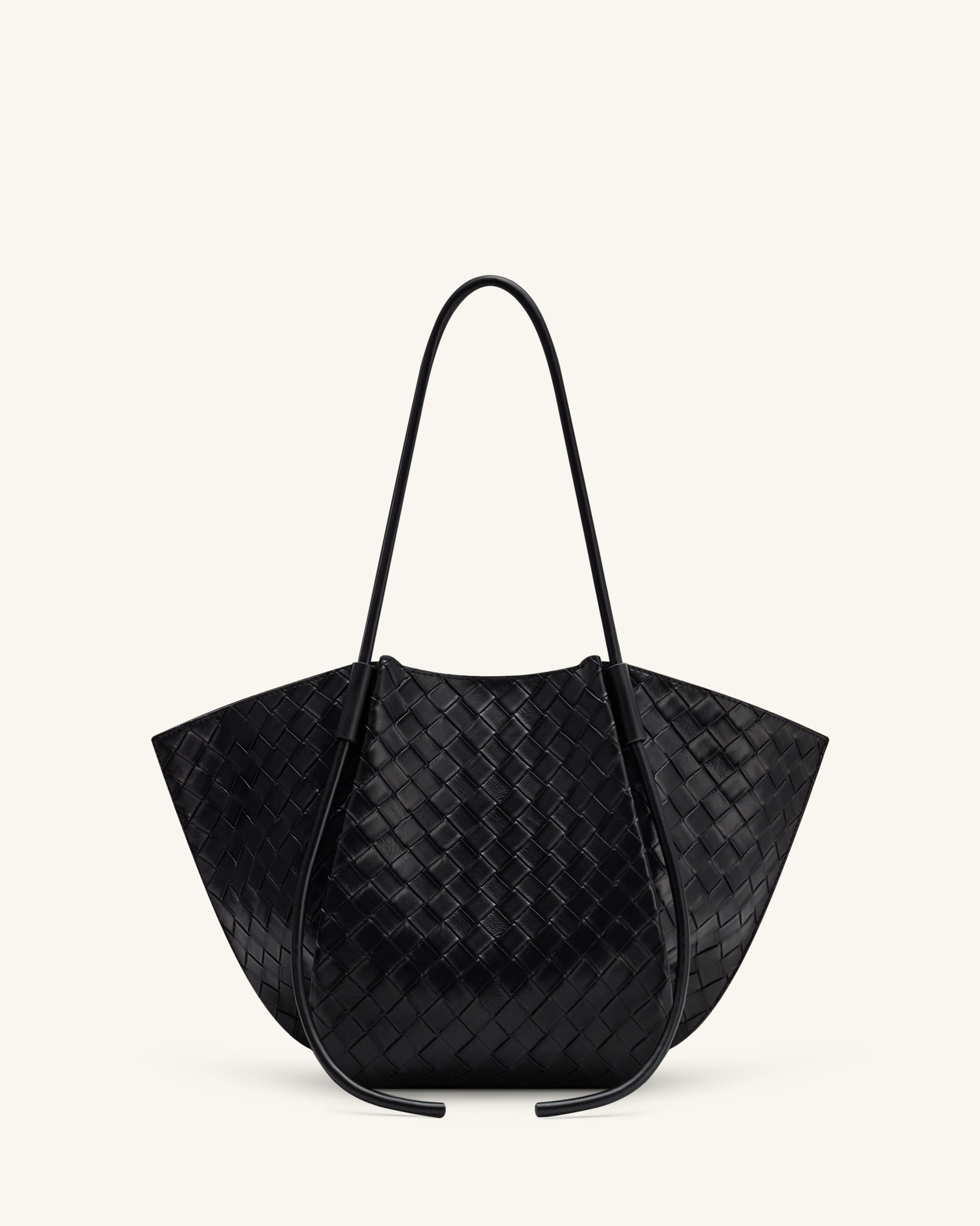 Nala Wide Weave Texture Tote Bag - Black