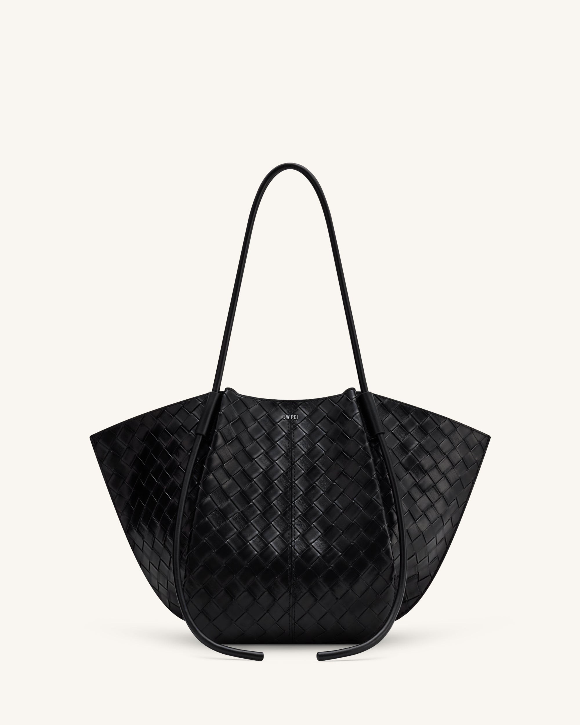 Nala Wide Weave Texture Tote Bag - Black