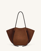Nala Faux Suede Wide Tote Bag - Brown
