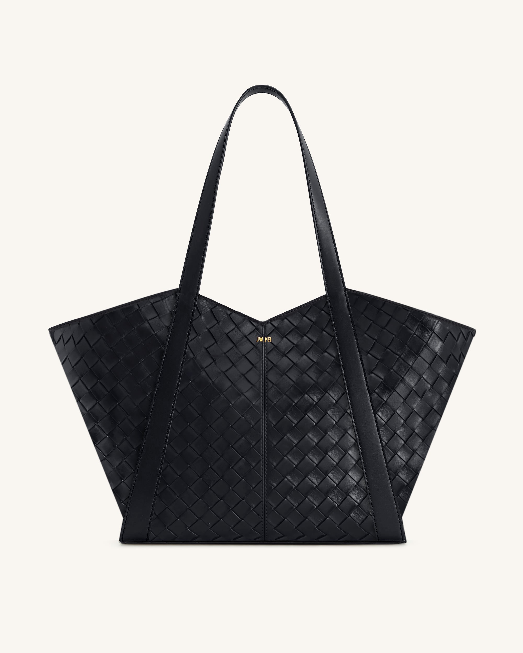 Kiana Large Capacity Weave Texture Tote Bag - Black
