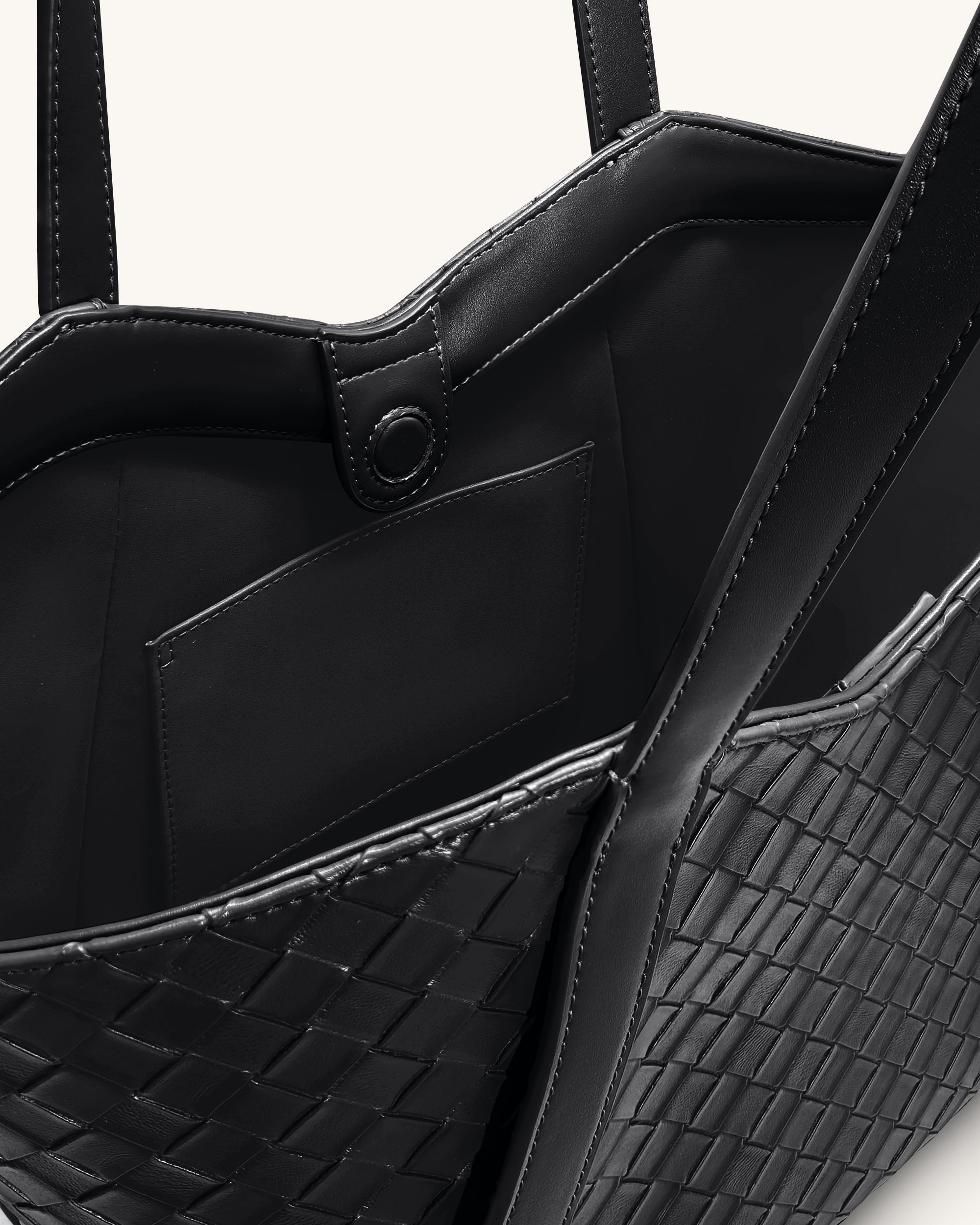 Kiana Large Capacity Weave Texture Tote Bag - Black