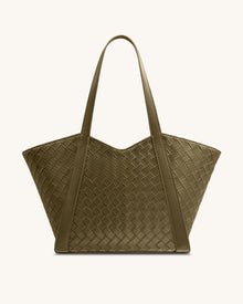 Kiana Large Capacity Weave Texture Tote Bag - Dark Olive