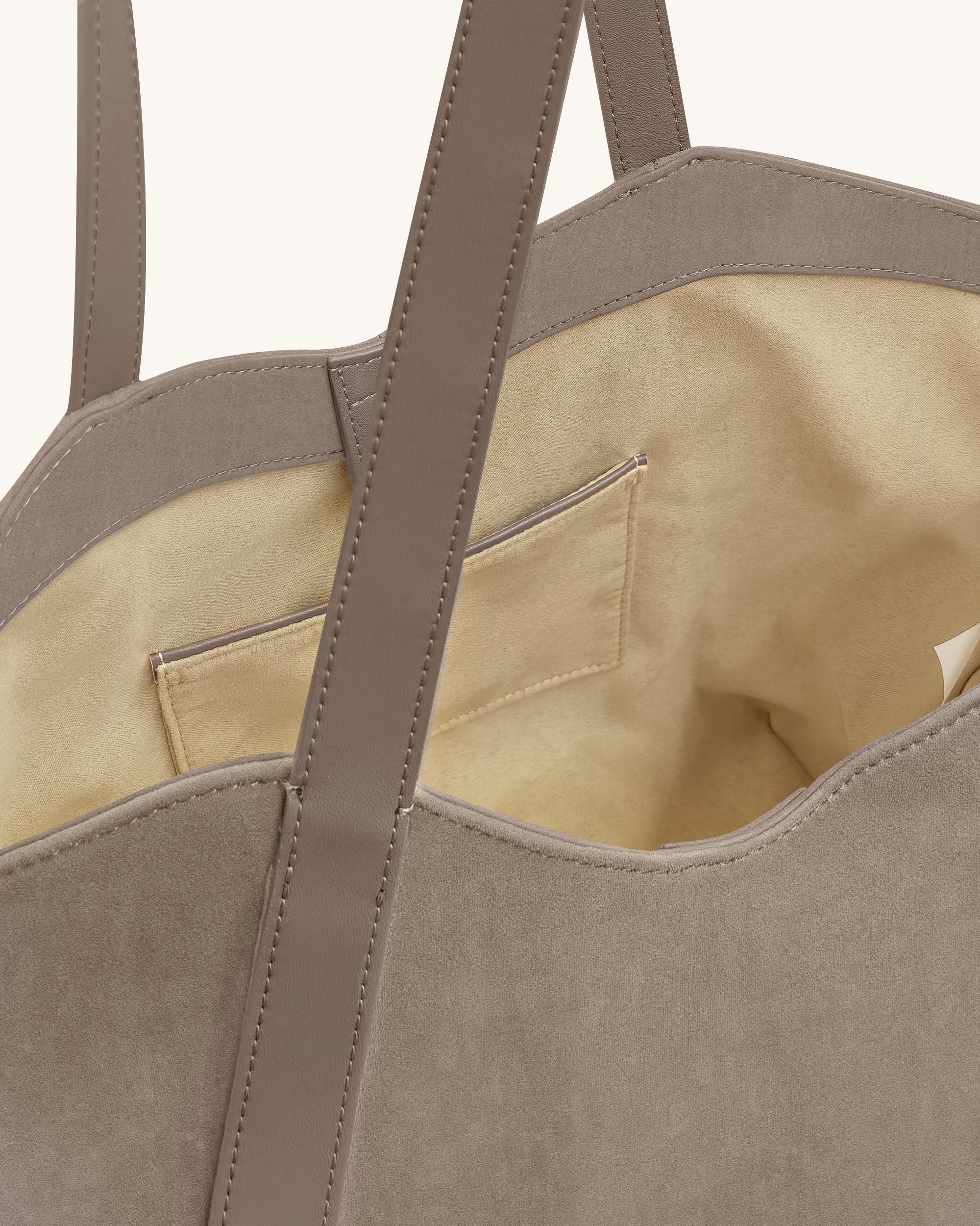 Kiana Large Capacity Faux Suede Tote Bag - Taupe