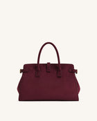 Saige Faux Suede Tote Bag - Burgundy