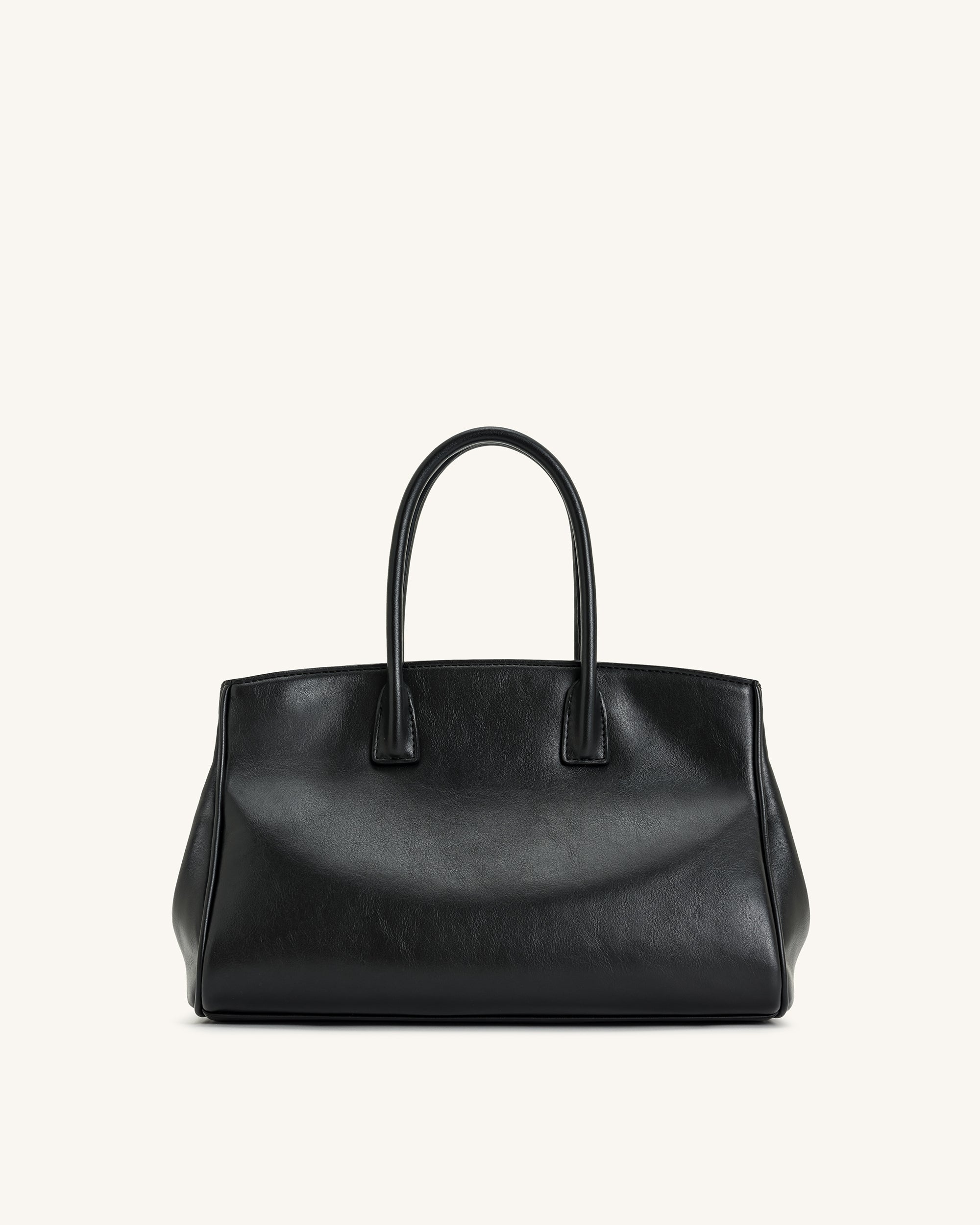 Ziva Metal Lock Decoration Tote Bag - Black