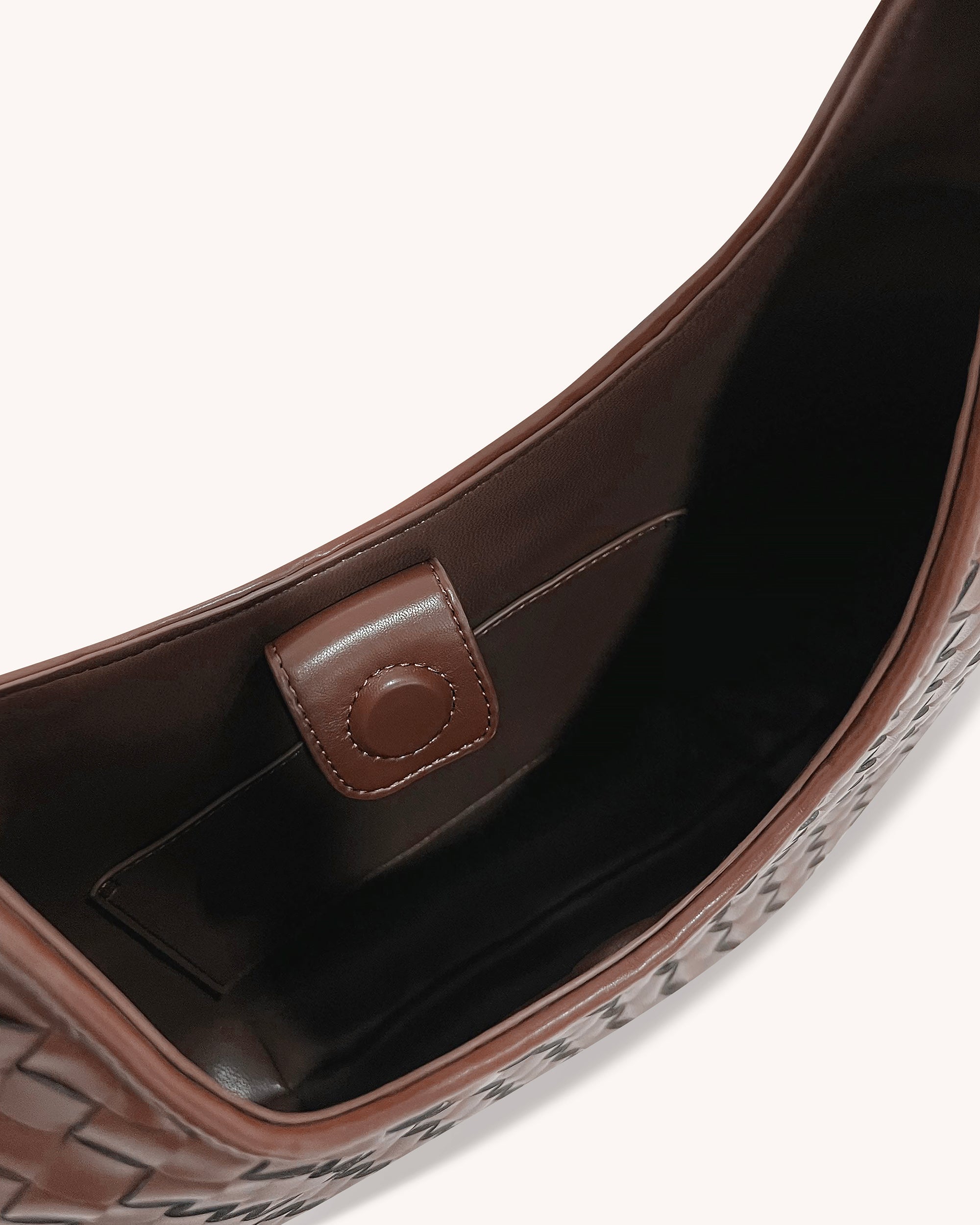 Olivia Hand-Woven Metal Handle Hobo Bag - Brown