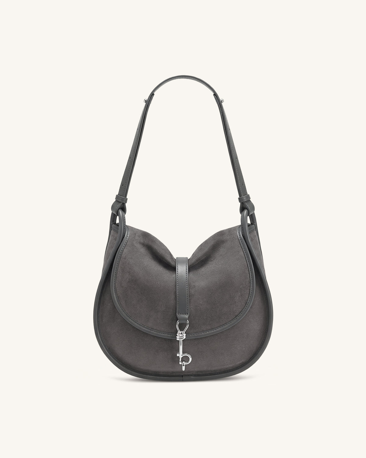 Arla Small Faux Suede Hobo Bag - Charcoal