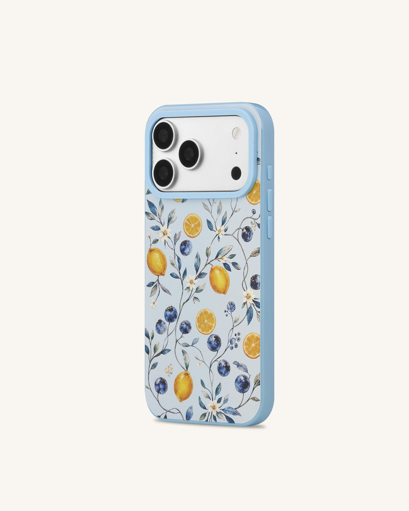 Fruity Blossom Blueberry Lemon Phone Case - Blue