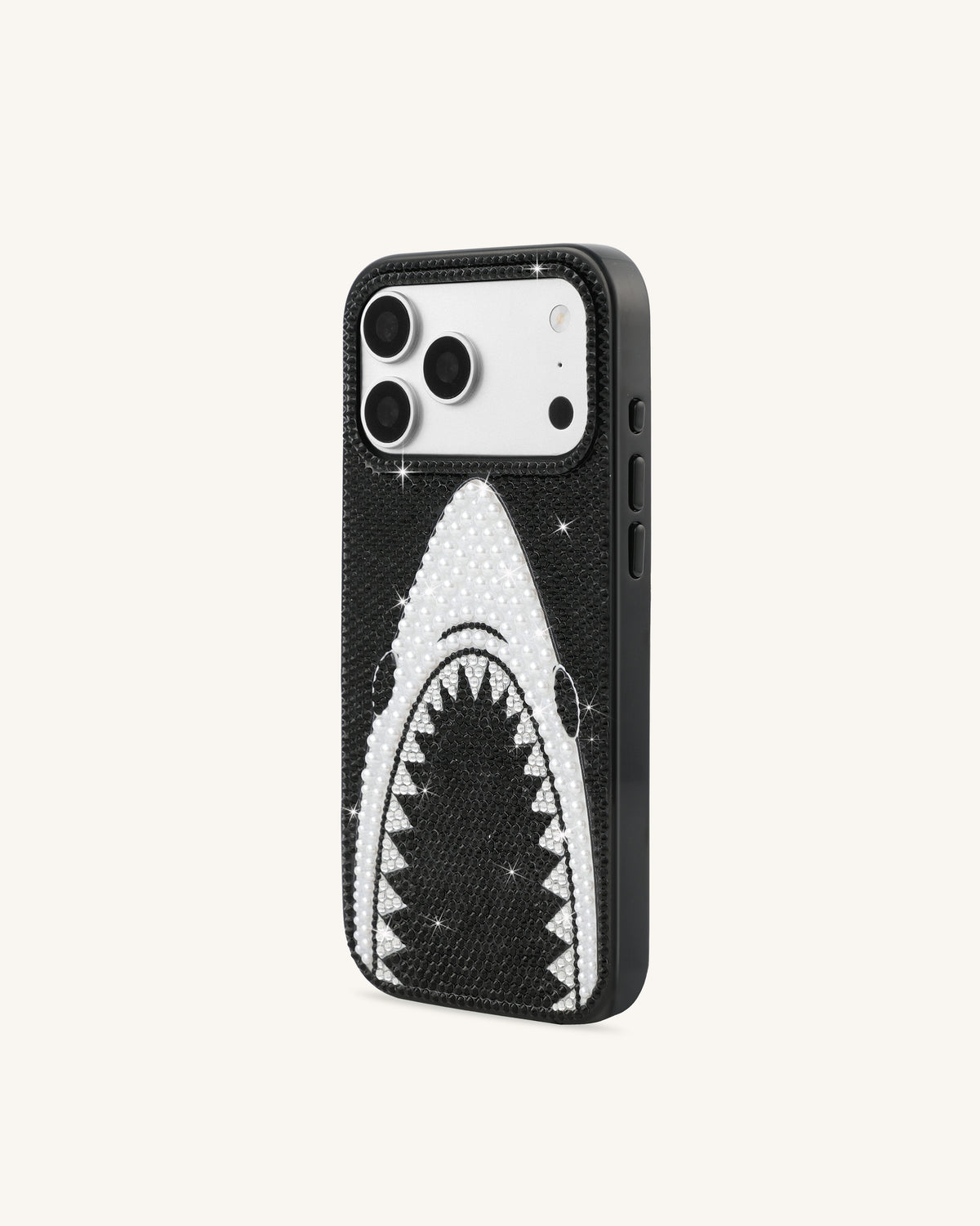 Shark Mouth Pearl Phone Case - Black