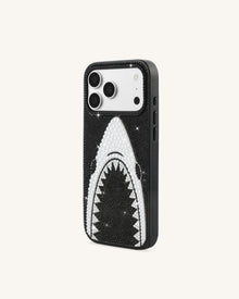 Shark Mouth Pearl Phone Case - Black