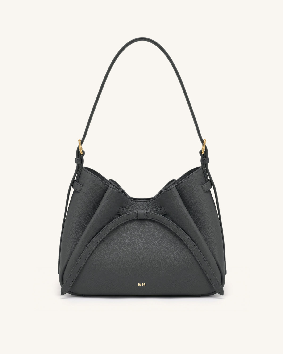 Mabel Soft Bow Shoulder Bag - Dark Gray