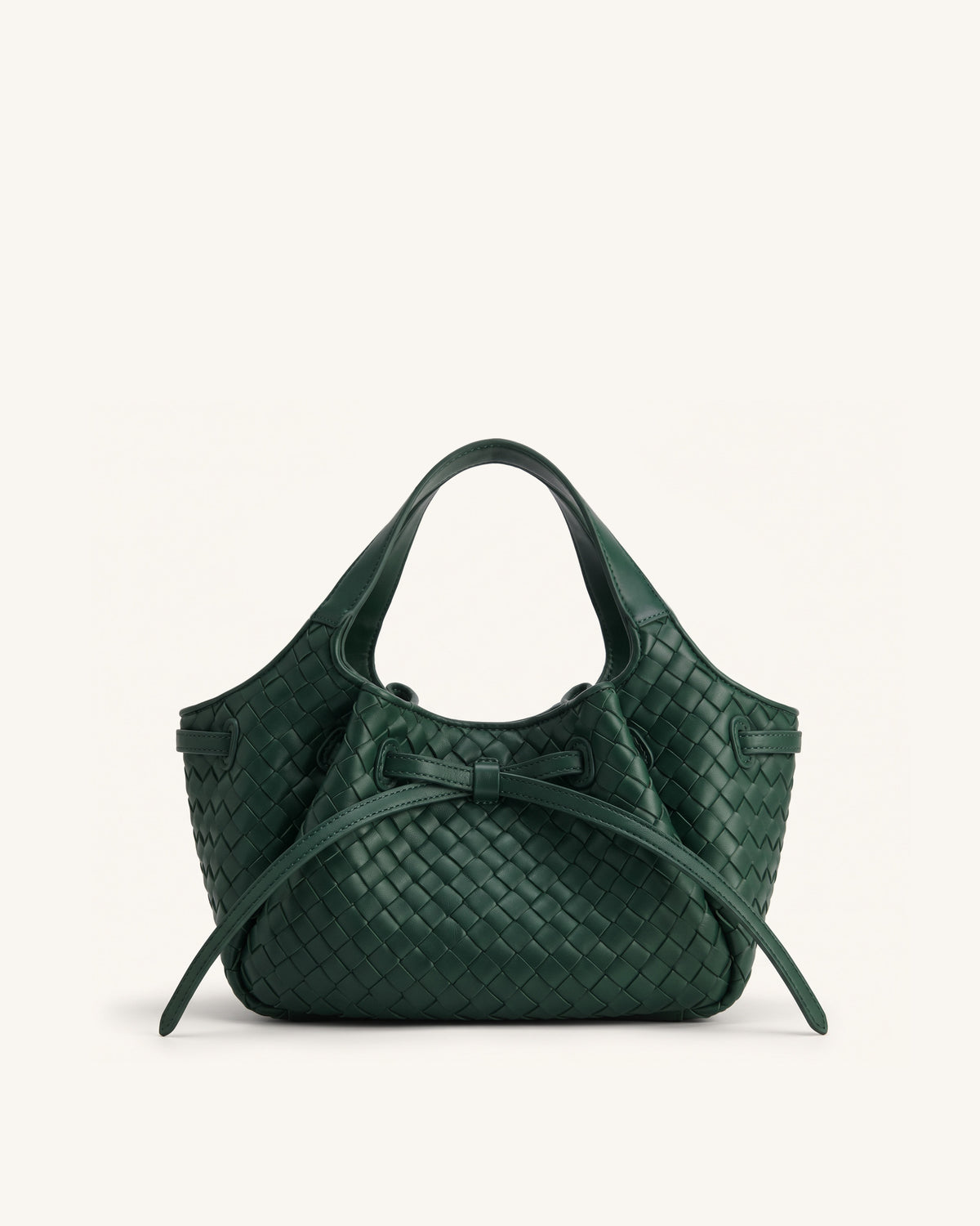Mabel Woven Soft Bow Tote Bag - Dark Green