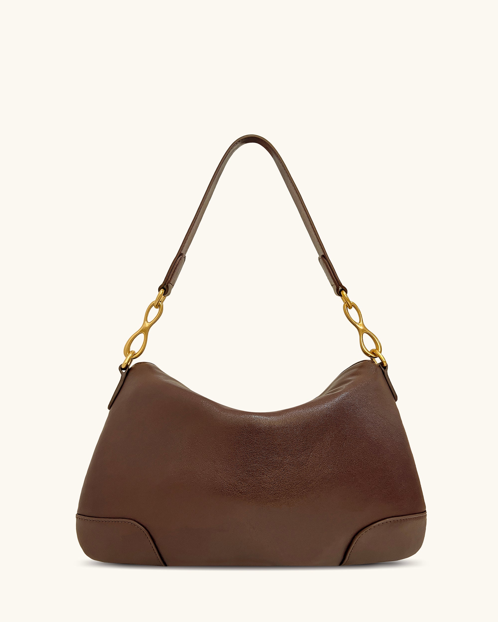 Jayla Metal Pendant Embellished Shoulder Bag - Dark Brown
