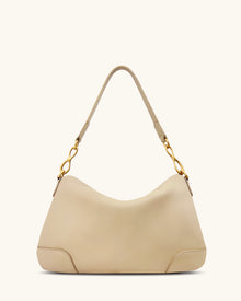 Jayla Metal Pendant Embellished Shoulder Bag - Khaki