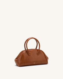 Veda Vintage Finish Bowler Bag - Saddle Brown