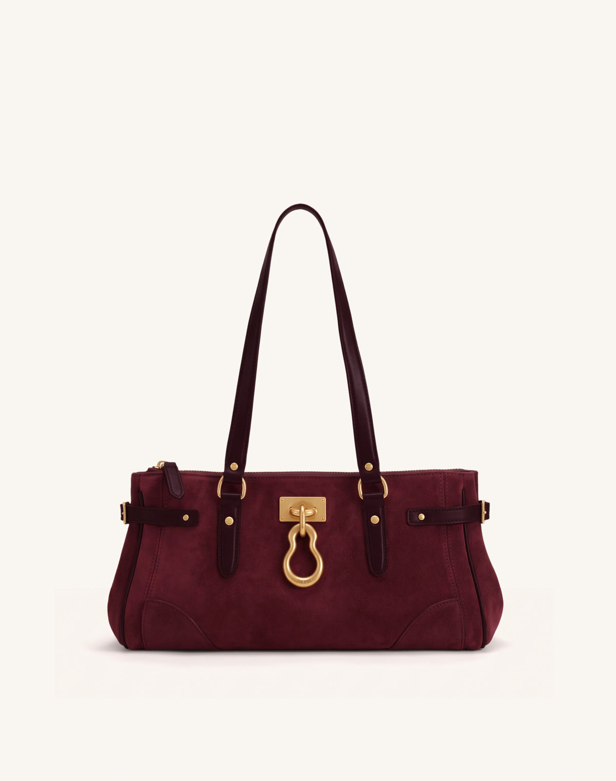 Yvette Faux Suede Elongated Tote Bag - Burgundy