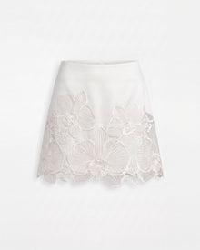 Orchid Embroidered Hem Mini Skirt - White