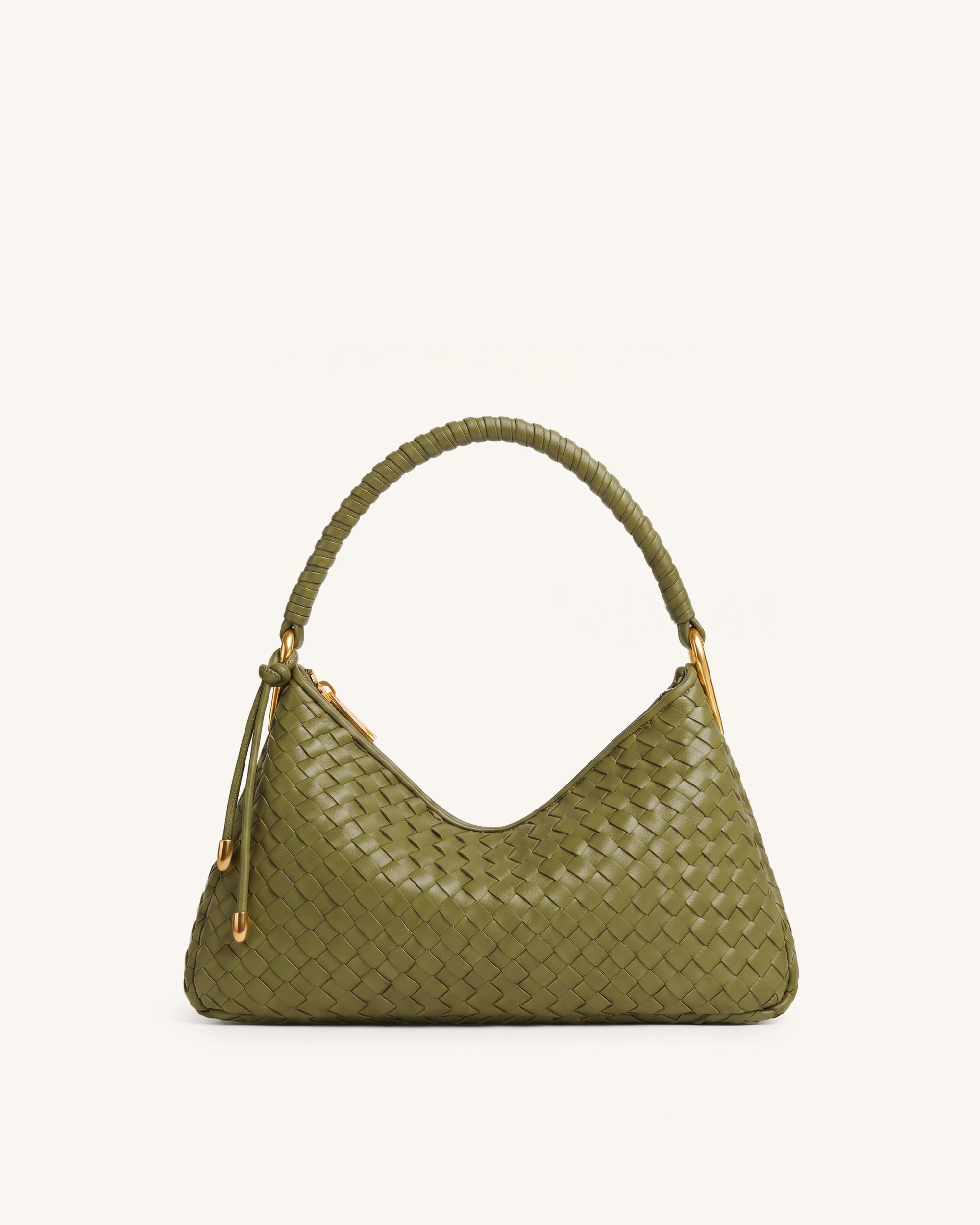 Lorena Woven Shoulder Bag - Olive Green