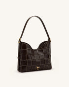 Nadine Dachshund Woven Hobo Bag - Dark Brown