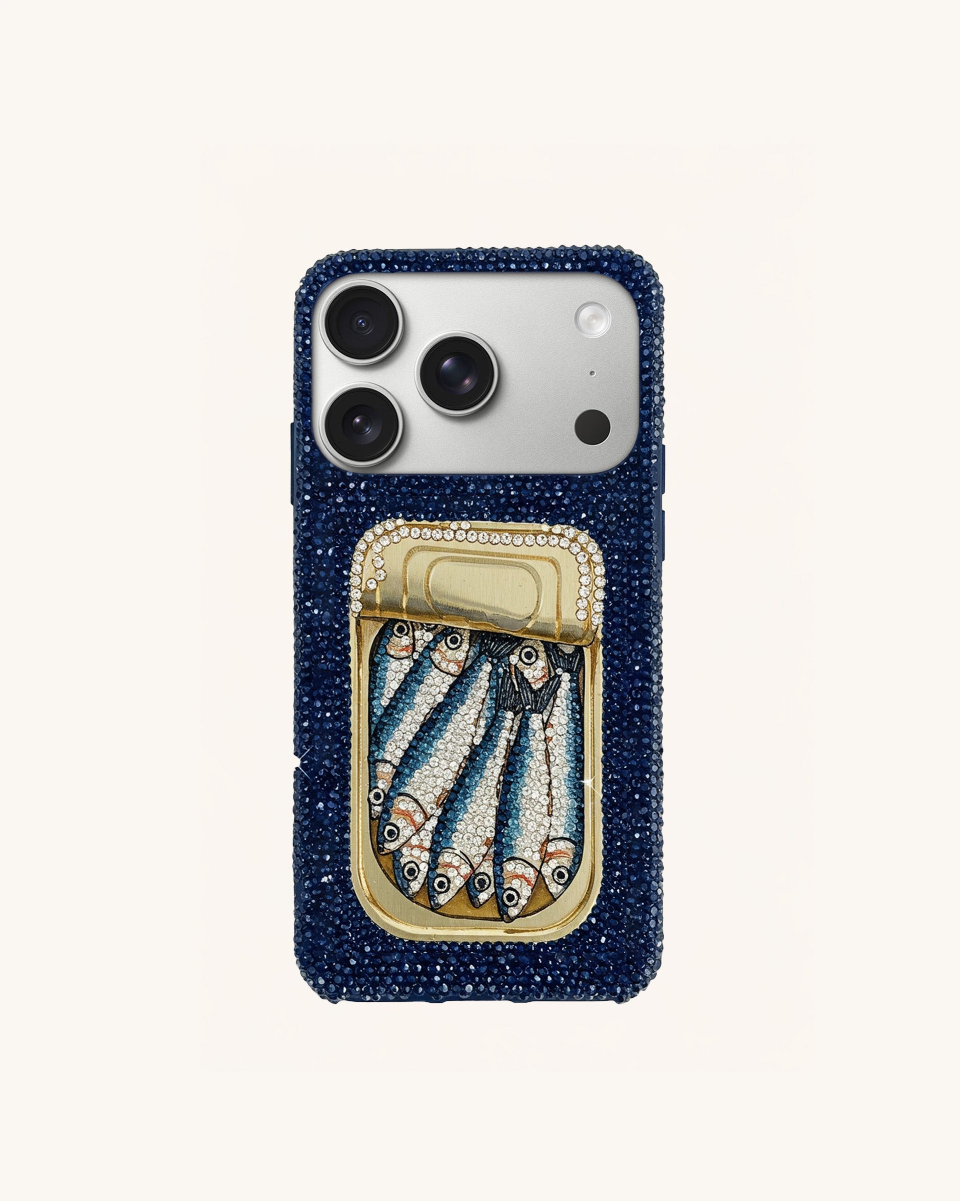 Sardine Tin Artificial Crystal Phone Case - Blue