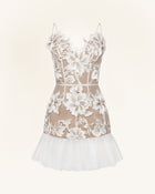 Floral Sling Mini Dress - White