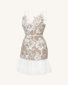 Floral Sling Mini Dress - White