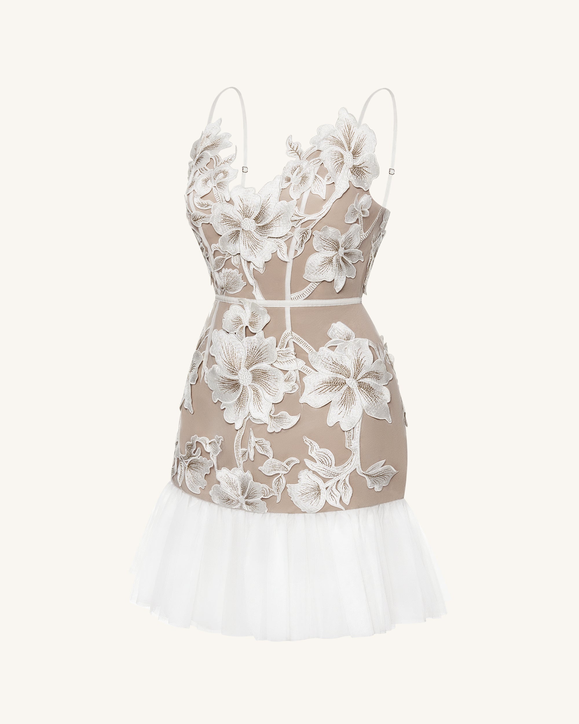 Floral Sling Mini Dress - White