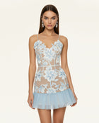 Floral Sling Mini Dress - Blue