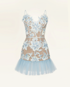 Floral Sling Mini Dress - Blue