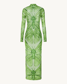 Emerald Dragonfly Sheer Mesh Gown - Green