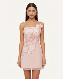 Orchid Appliqué Mini Dress - Blush Pink