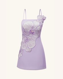 Orchid Appliqué Mini Dress - Lavender